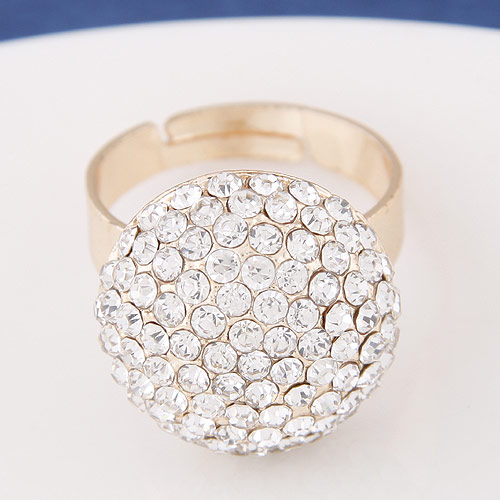 Sparkly Adjustable Gold Tone Ring with Clear Stones Brand New Statement Fashion