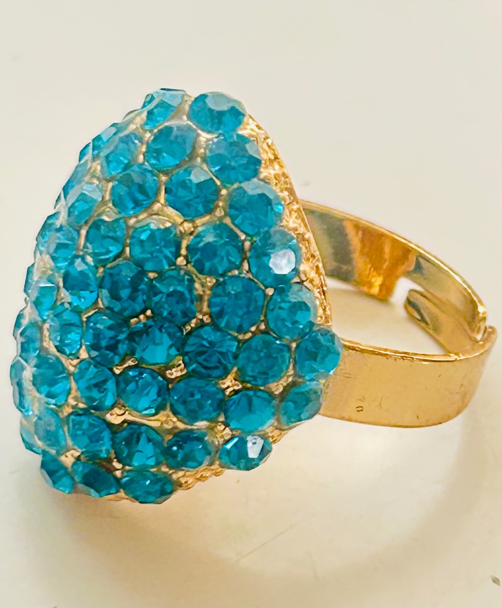 Elegant Blue Stone Adjustable Ring for Women Fashion Statement Jewellery