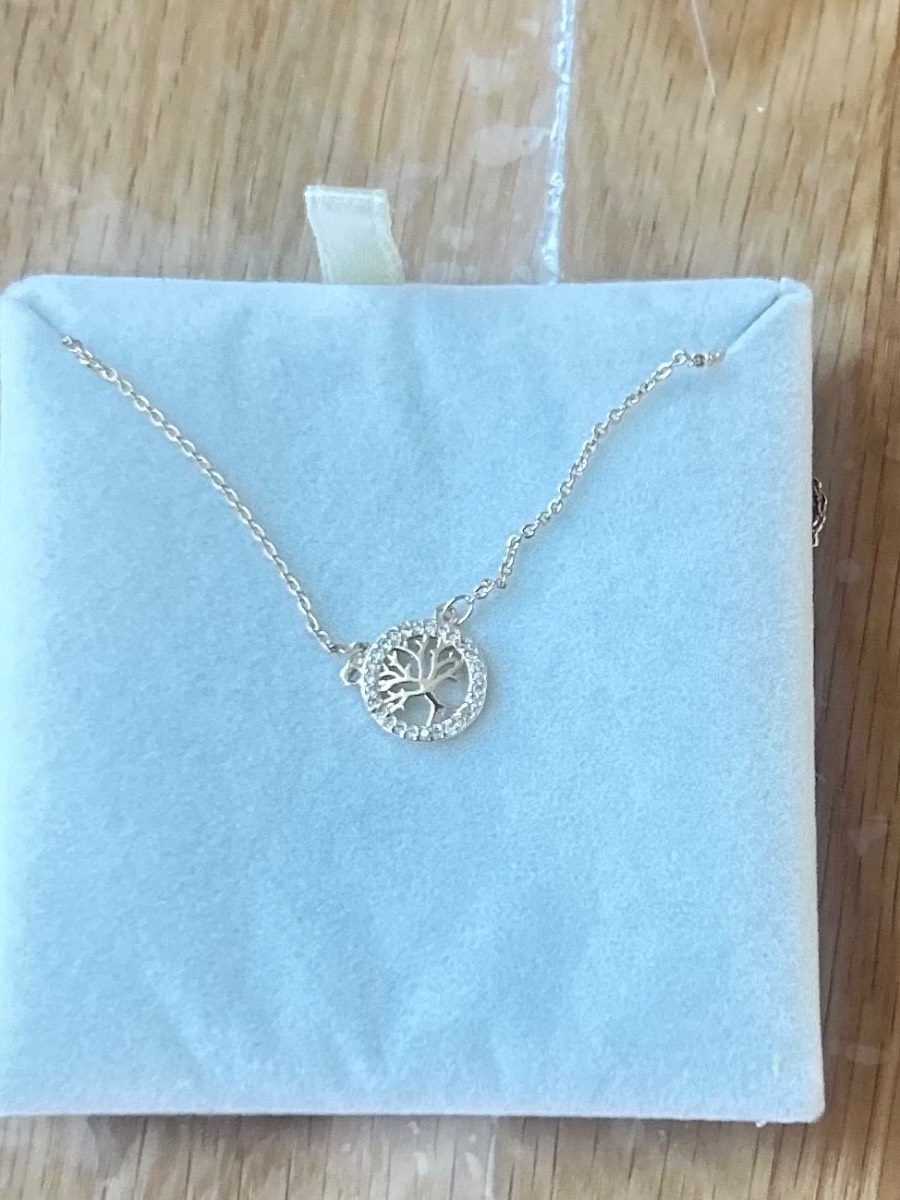 Gold Tree of Life Crystal Pendant Necklace