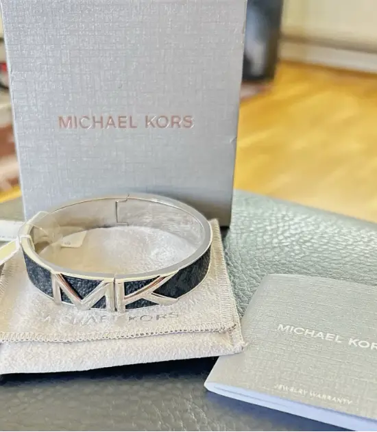 Michael Kors Premium Bangle Black Tone Stainless Steel with Blue