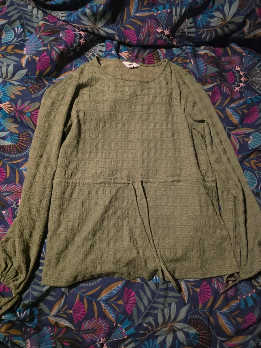 Next khaki long sleeved top with pull strings
