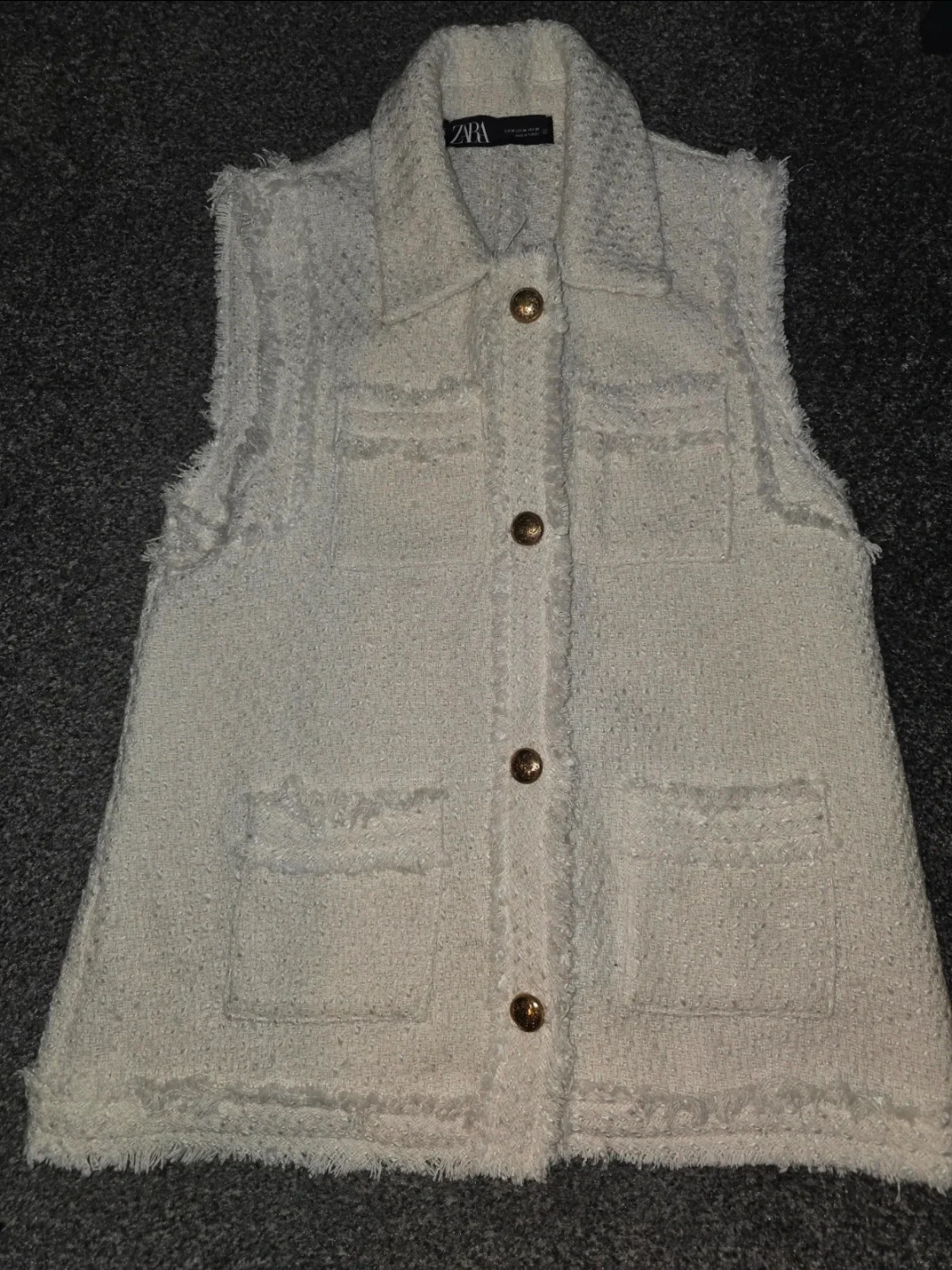 Zara white ruffly style waistcoat