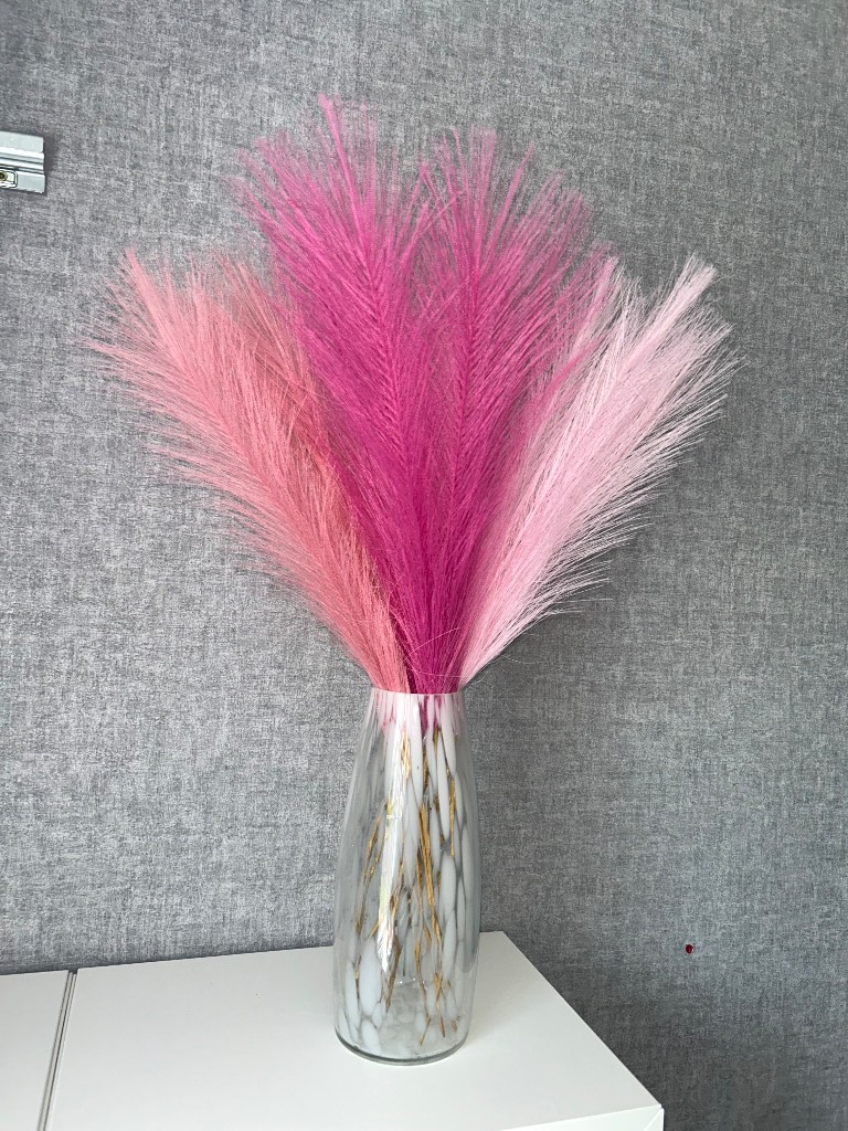 🌸 Pink Ombre Faux Pampas Grass Stems | Set of 12 | 55cm | Brand New