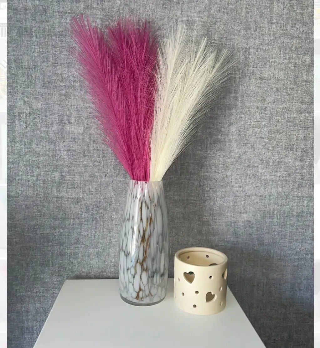 11 Piece Rose Pink & Ivory Faux Pampas Grass Bundle | 55cm Artificial Decorative Stems | Brand New
