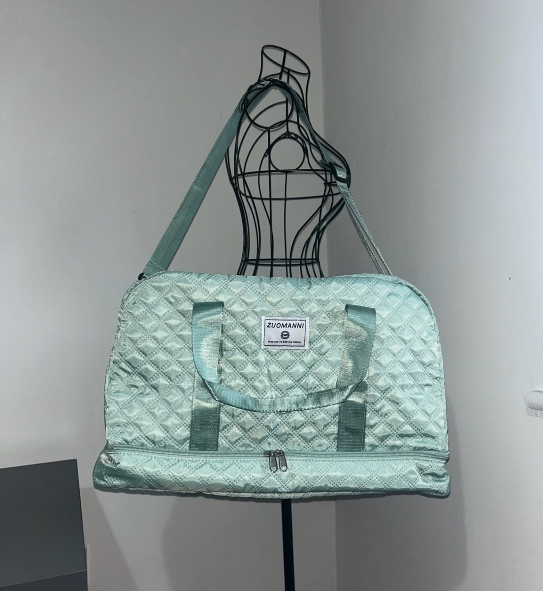 Zuomanni Large Mint Duffle Bag Dry Wet Separation Gym Travel Weekend Holdall