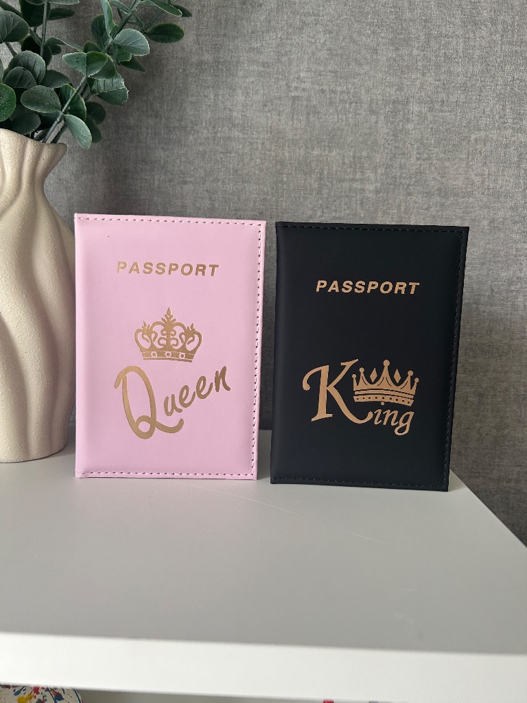 Black King and Pink Queen Passport Covers Faux Leather | New
