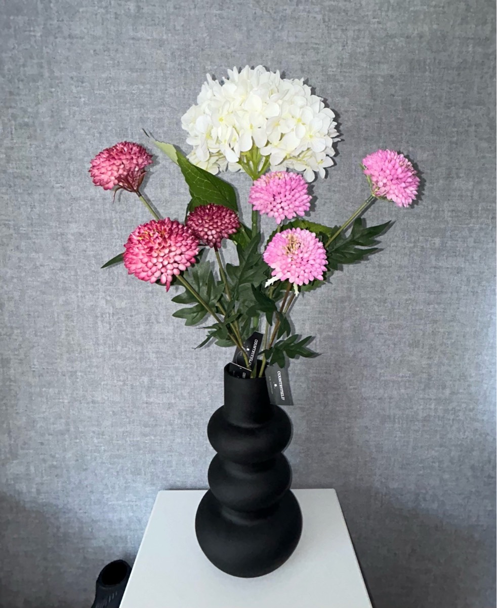 🌸 Brand New Set of 3 Long Stemmed Faux Flowers – Pink & White Artificial Floral Arrangement