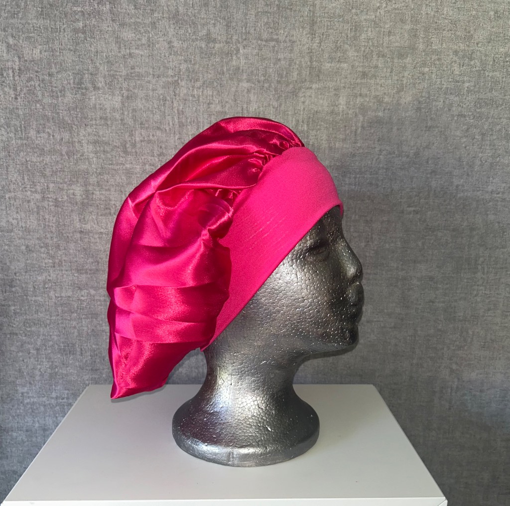 💖 Hot Pink Satin Bonnet | Soft Hair Protection Sleep Cap | Brand New