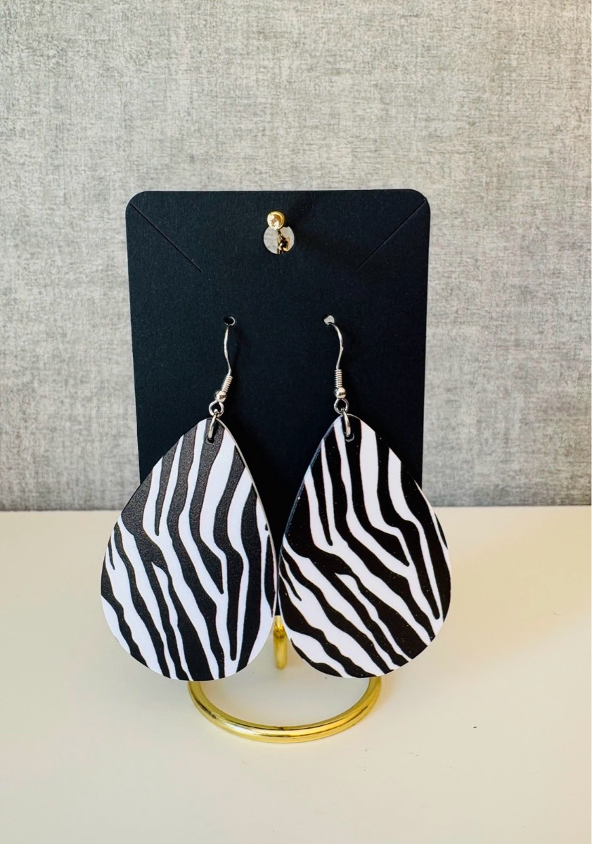 Zebra Print Earrings | Acrylic | Brand New