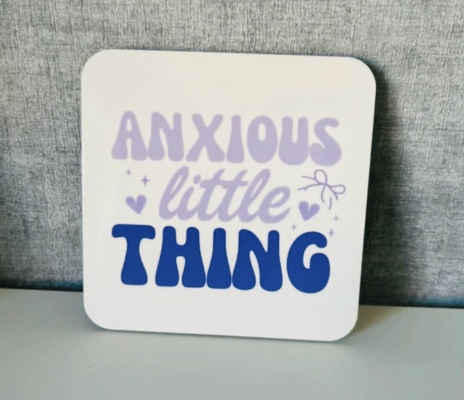 🤍 Cute purple quote coaster – cork base, Brand New