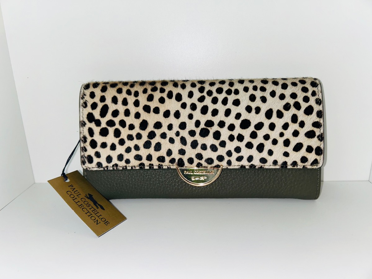 Paul Costelloe Green Leather Dalmatian Dot Purse Wallet BNWT