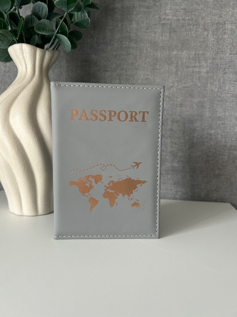 Grey Faux Leather Passport Cover | Brand New
