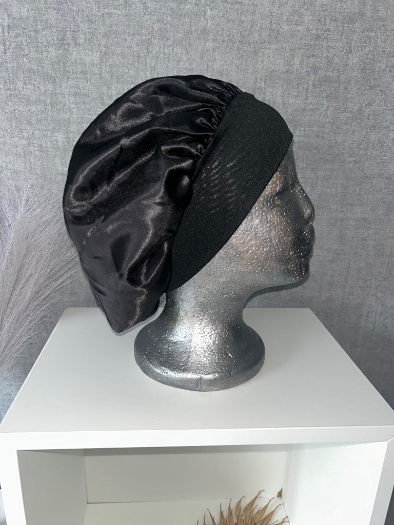 🖤 Black Satin Bonnet | Soft Hair Protection Sleep Cap | Brand New