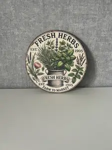 🌿 **Fresh Herbs Wooden Wall Sign – 15cm x 15cm – Brand New** 🪴