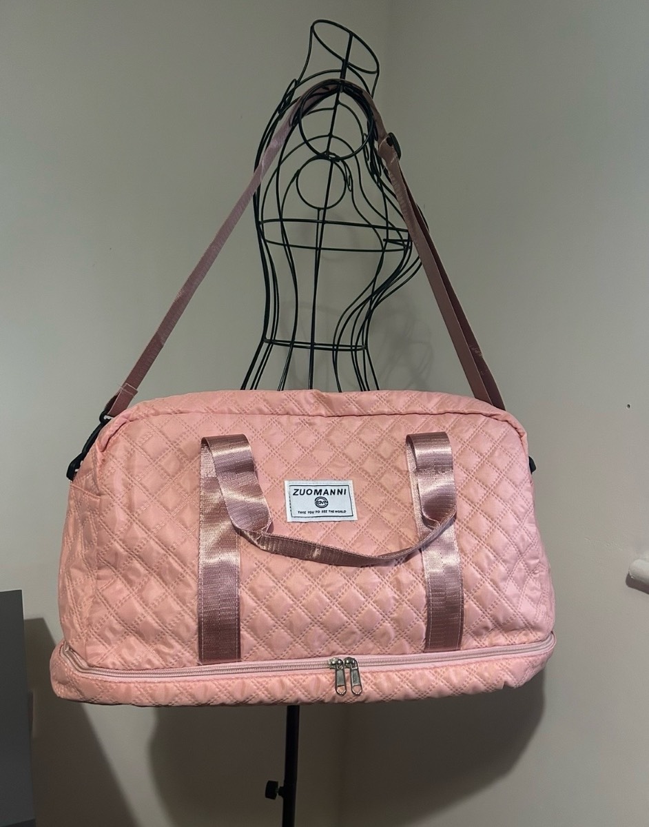 Zuomanni Large Pink Duffle Bag Dry Wet Separation Gym Travel Weekend Holdall