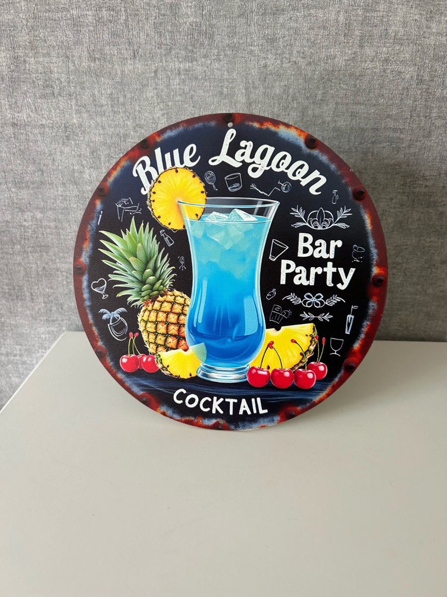 Brand New Blue Lagoon Bar Sign – Wooden 20cm Cocktail Wall Décor