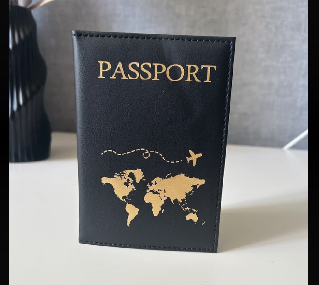 Black Faux Leather Passport Cover | Brand New