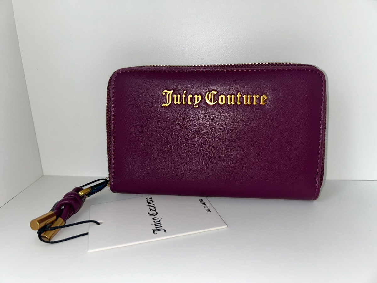 Juicy Couture Purple Nodo Zip Wallet – Metallic Logo Faux Leather Purse BNWT