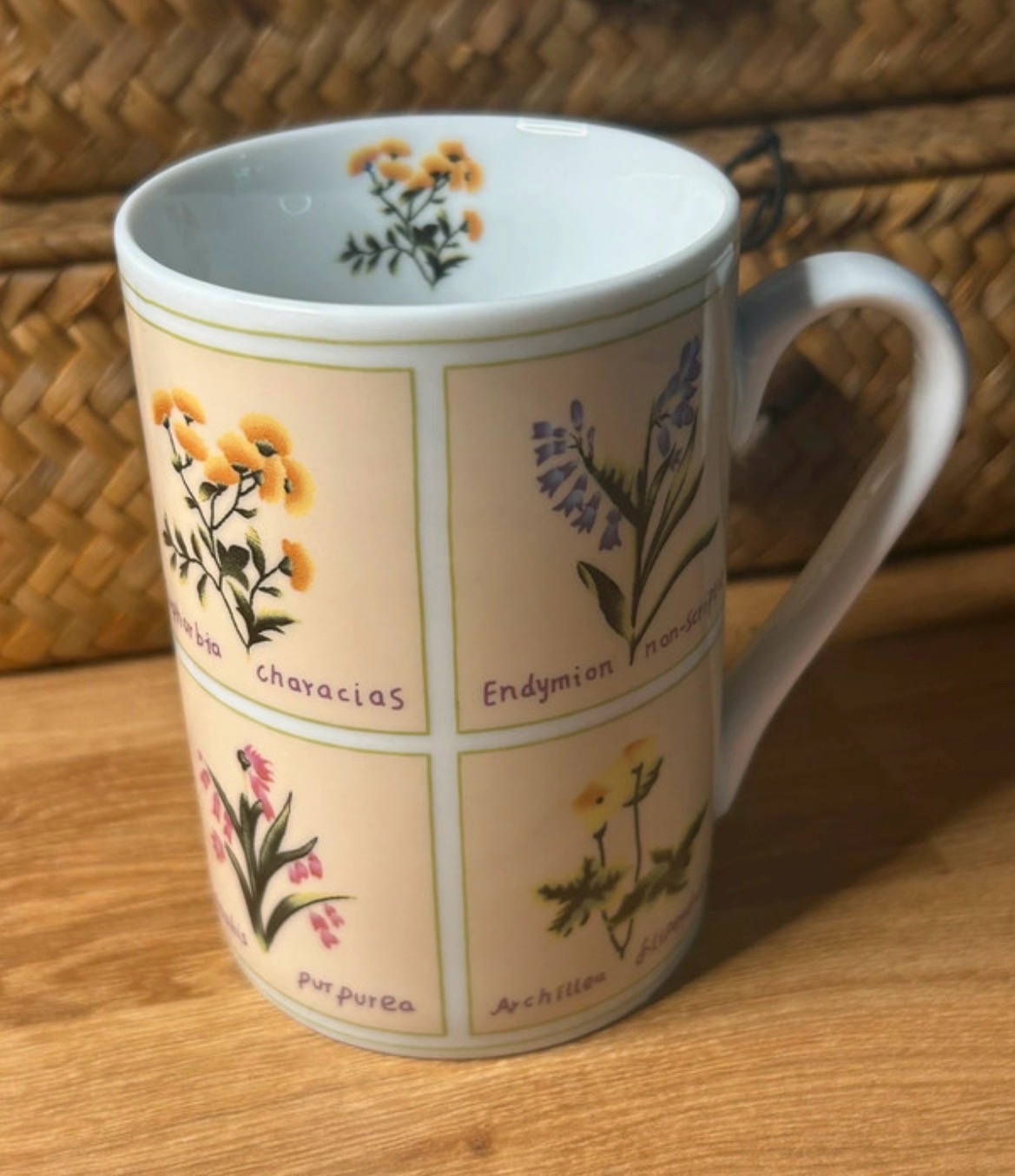 Botanical flower floral print fine china mug / cup