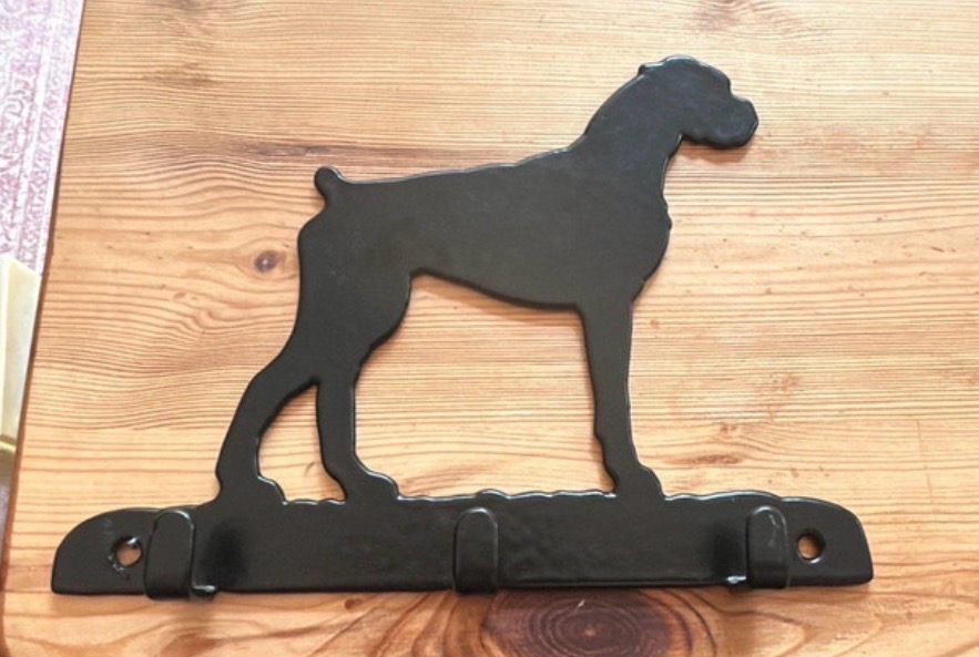 Hooks - boxer dog silhouette in black metal