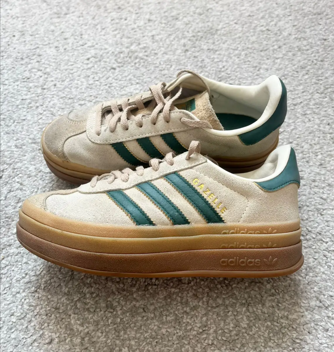 Adidas Gazelle Beige Green UK3.5