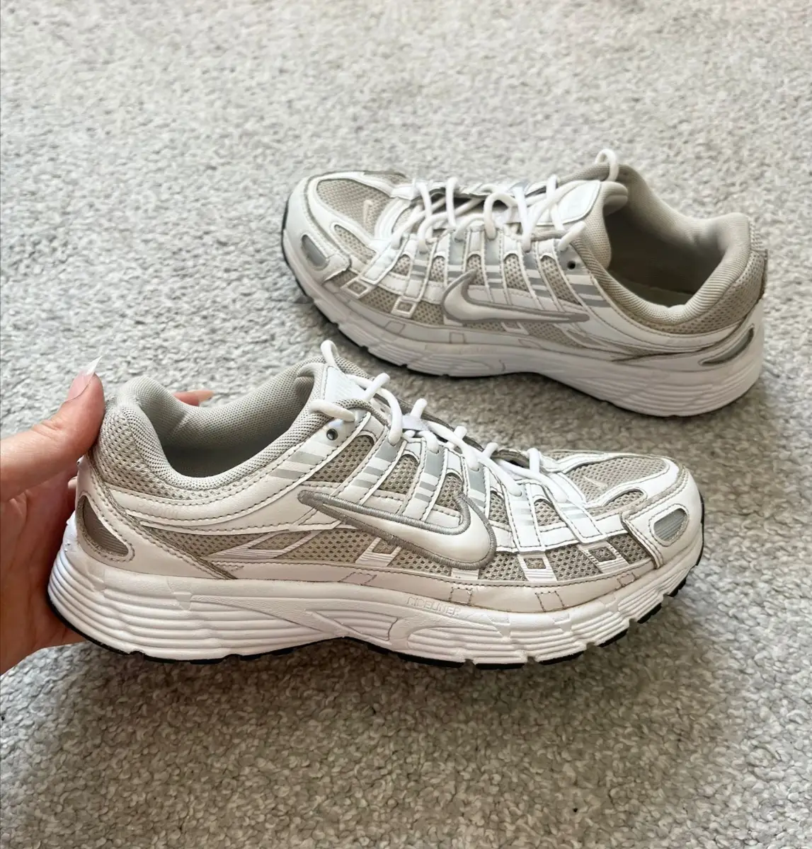 Nike P6000 trainers UK 6 White Silver Good Condition