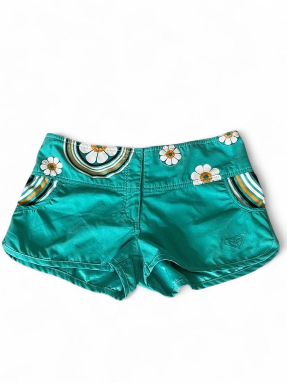 Y2K 2000s Roxy Low Rise Green Micro Mini Board Shorts