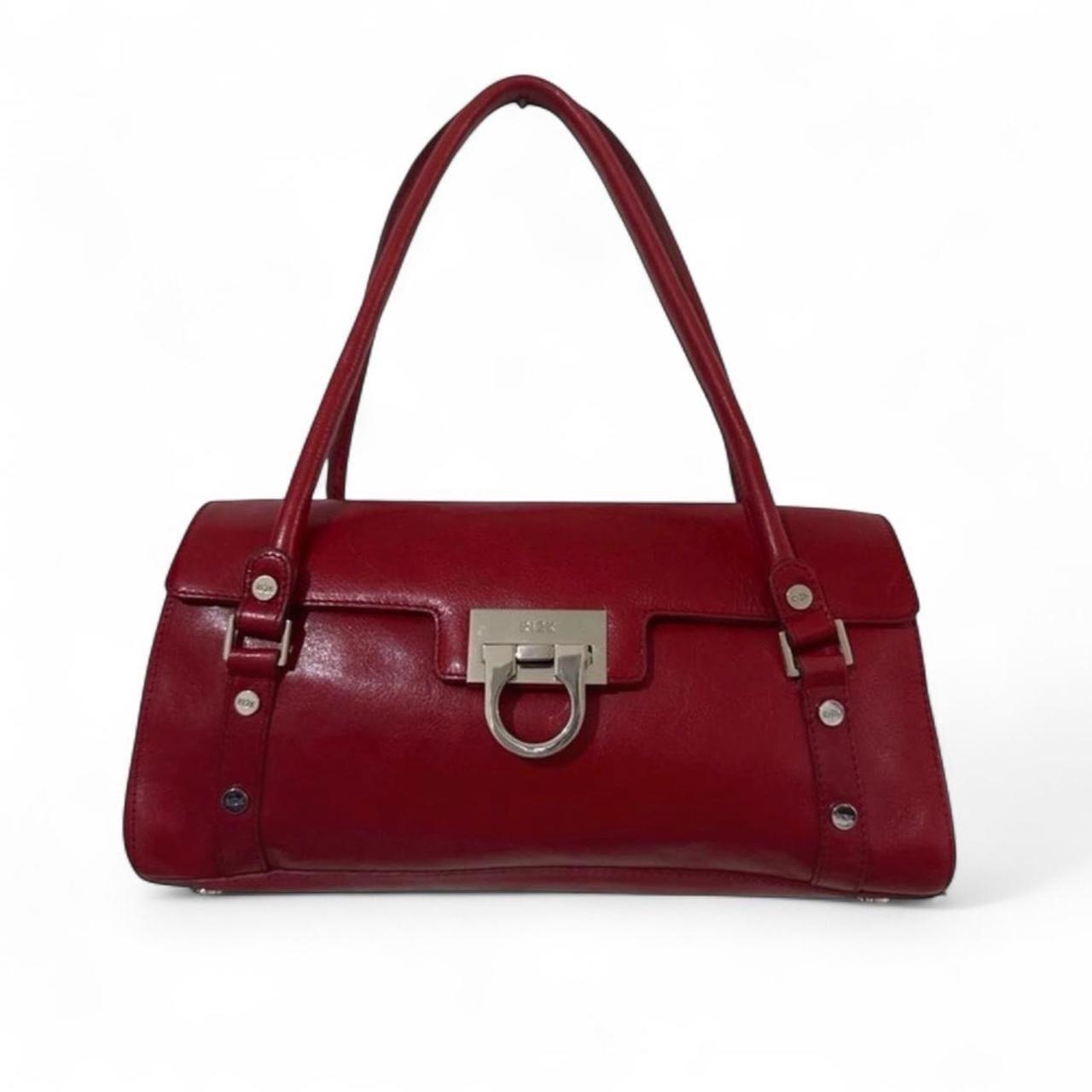 Y2K 2000s Vintage RI2K Red 100% Leather Shoulder Bag