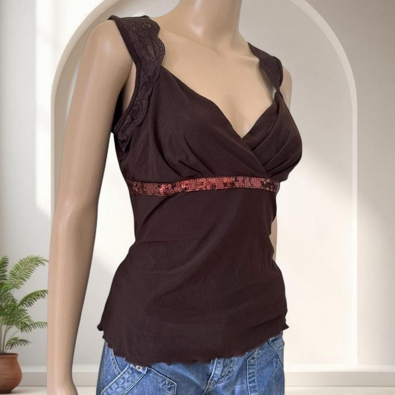 Y2K Vintage Brown sequin cami top sequin waistband size M
