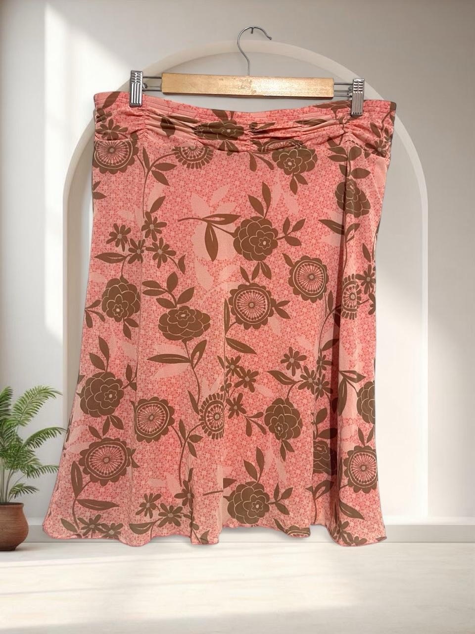 Y2K O0s Esprit floral mesh midi skirt size XL