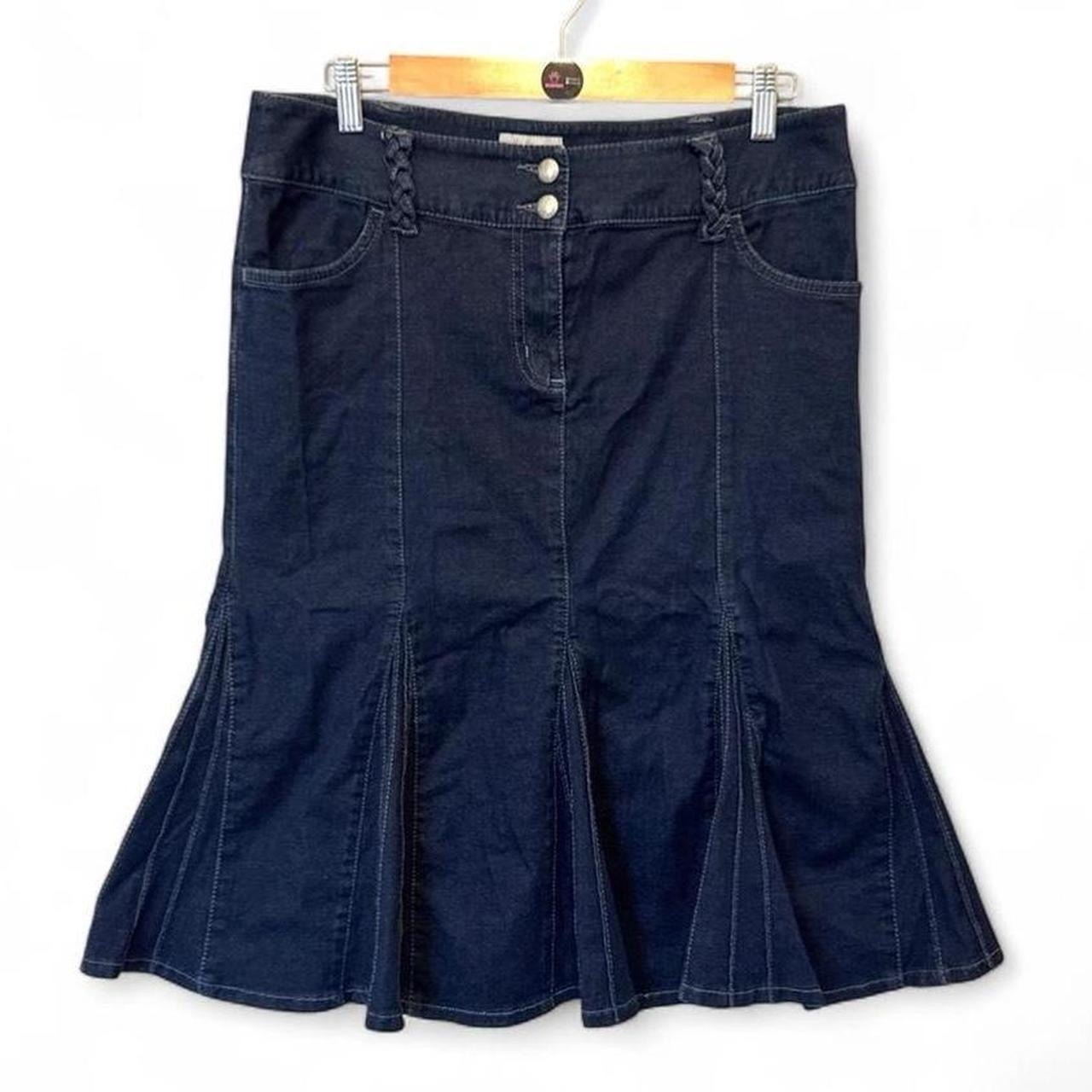 Y2K 2000s Per Una Cotton Denim Midi Skirt