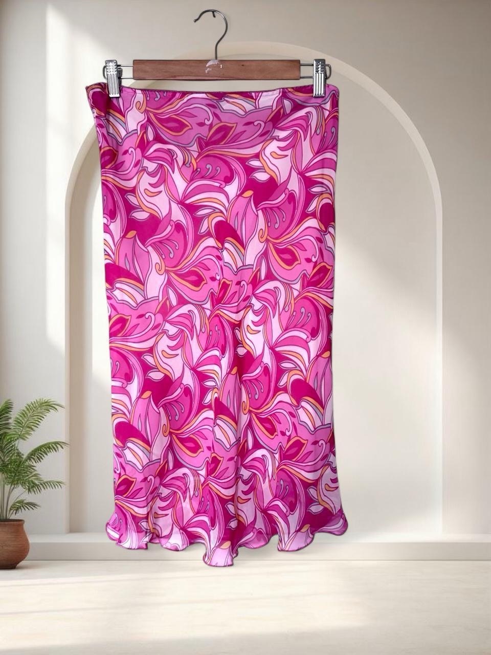 Y2k Vintage pink midi skirt low rise Size S ruffle hem