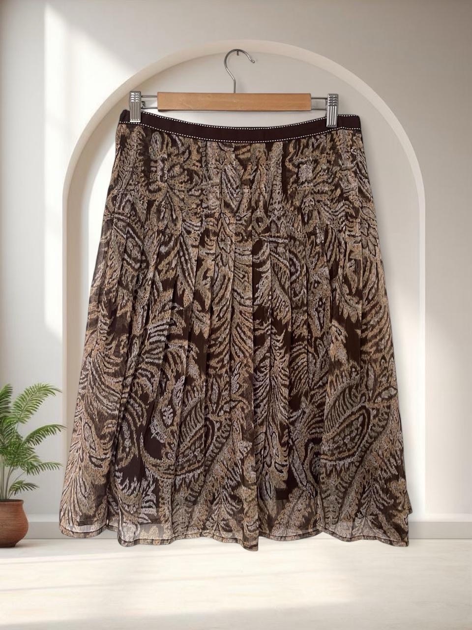 Y2K Whimsical Rockmans brown paisley flare midi skirt with size 8