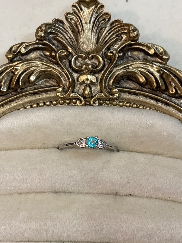 Blue Crystal Ring Silver Tone Solitaire Ring Vintage Style Promise Ring Adjustable Fashion Jewellery
