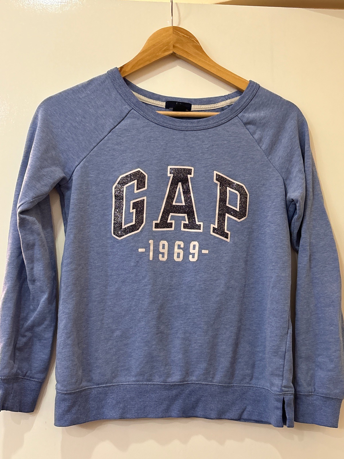 GAP 1969 Blue Sweatshirt | Women’s Size XS | Glitter Logo Jumper