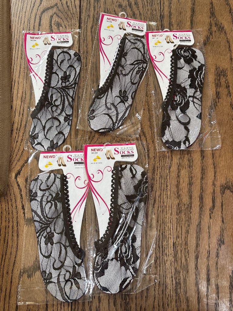 5 Pairs Black Lace No Show Socks Women Floral Mesh Invisible Trainer Socks Low Cut Shoe Liners