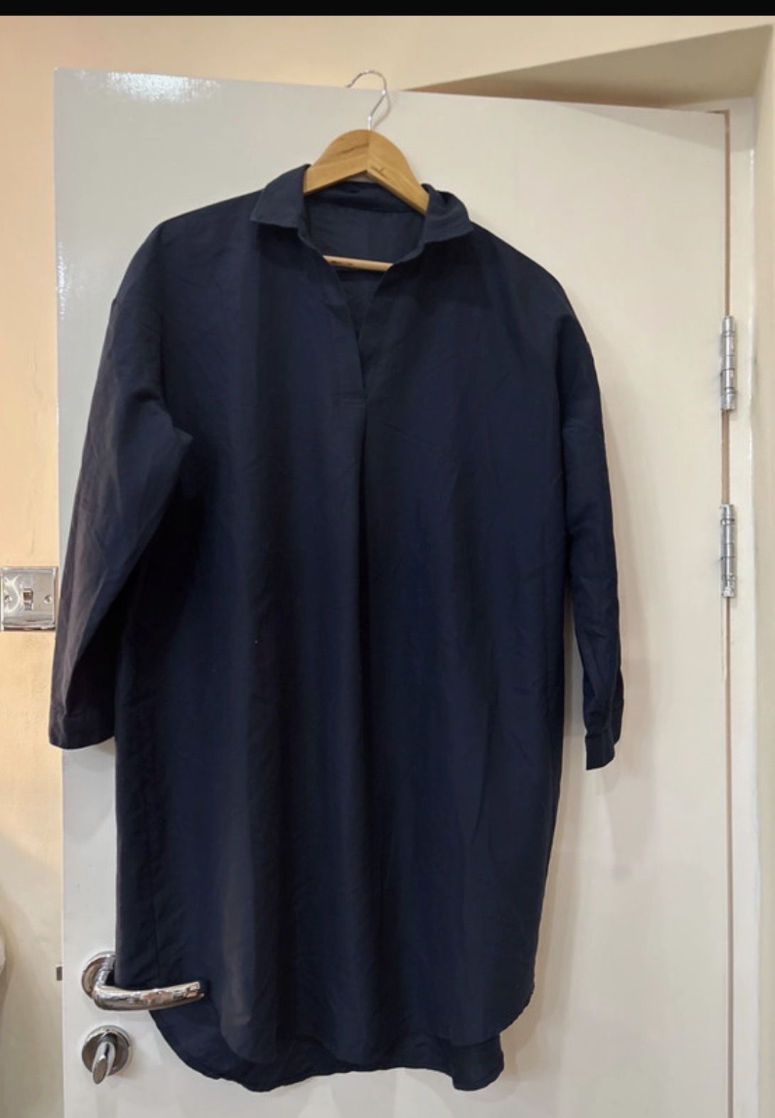 Navy Shirt Dress Tunic Long Sleeve Oversized Loose Fit