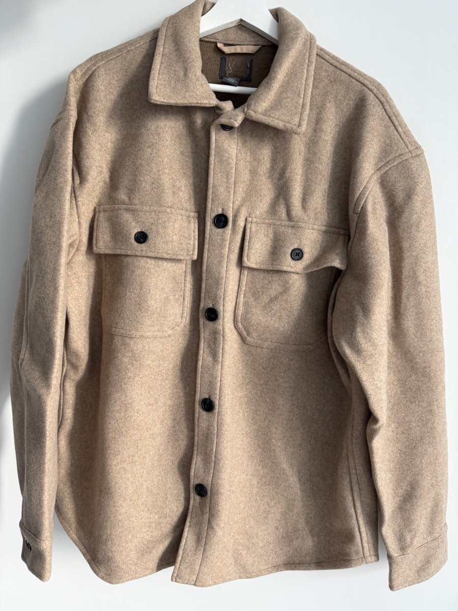 COS Wool-Blend Overshirt Jacket in Beige
