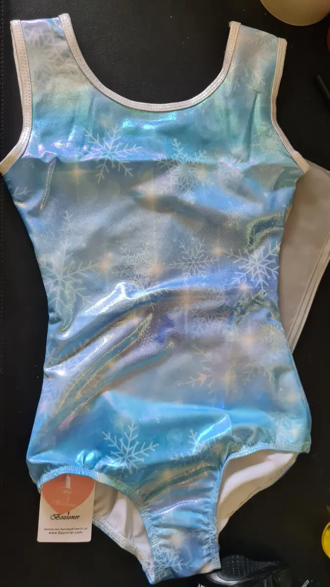 Bezioner Blue snowflake short sleeve 130cm leotard New