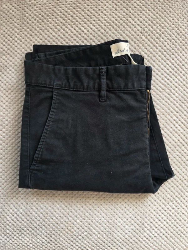 H&M Logg Men's Black Chino Trousers W29 L32 Slim Fit