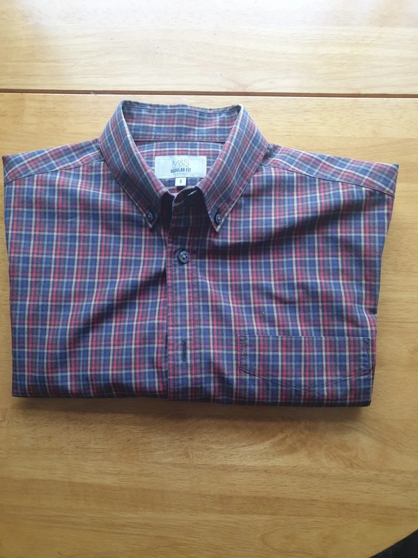 M&S Men's Checked Long Sleeve Shirt – Size Small