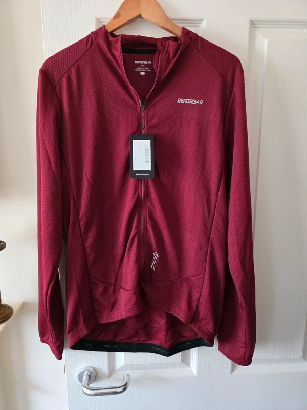 Bergisar Long Sleeve Cycling Jersey Full Zip Burgundy – New with Tags