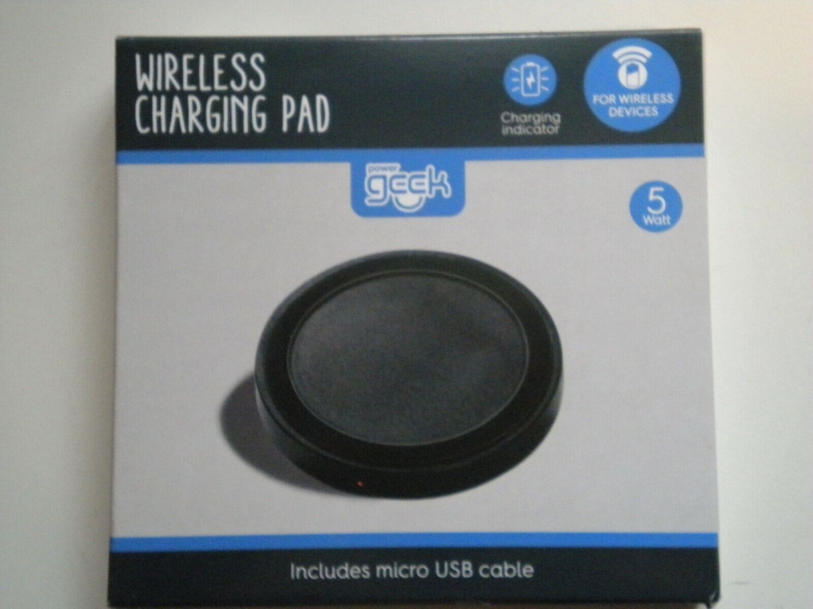 Power Geek Wireless Charger- Charging Pad 5W With Micro USB Cable - Black