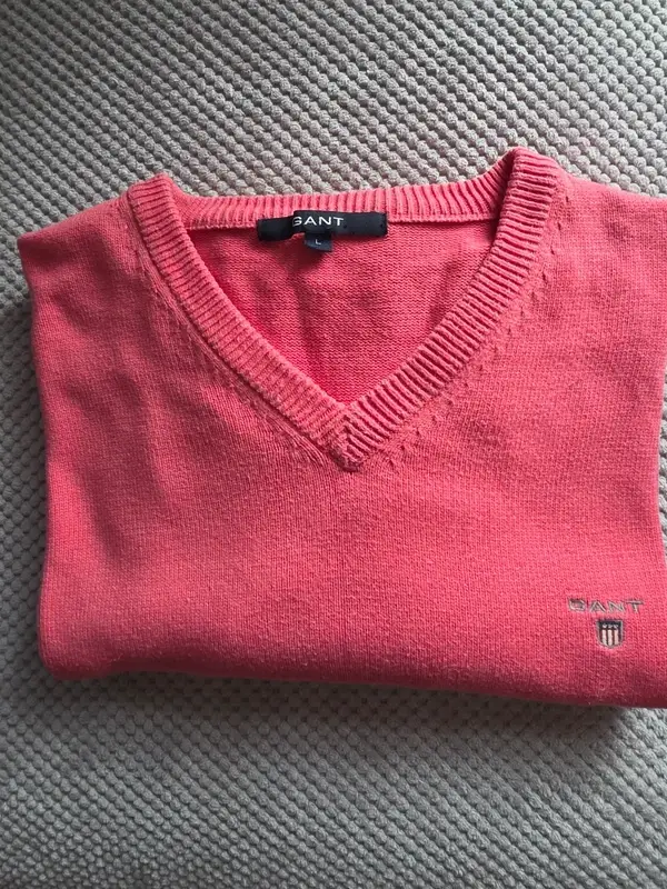 GANT Fine Knit Crew Neck Jumper – Coral Pink – Size Large