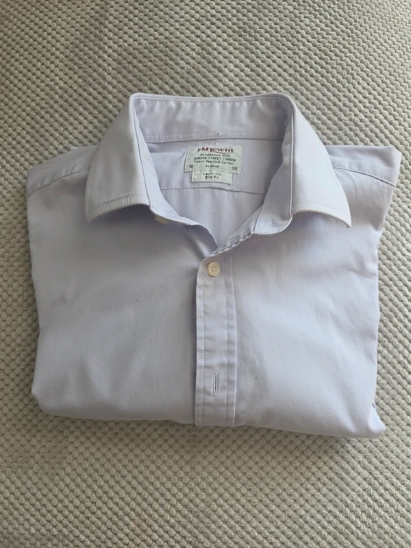 T M Lewin Lilac Shirt - Size 16 Double Cuff - Two Fold Cotton