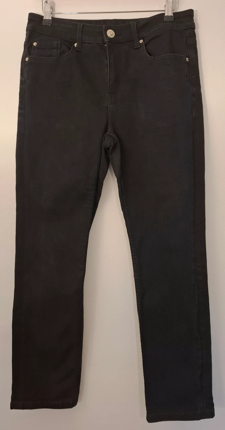 M&S The Lily Slim Black Jeans UK 12 Short Petite 26” Leg Stretch Denim