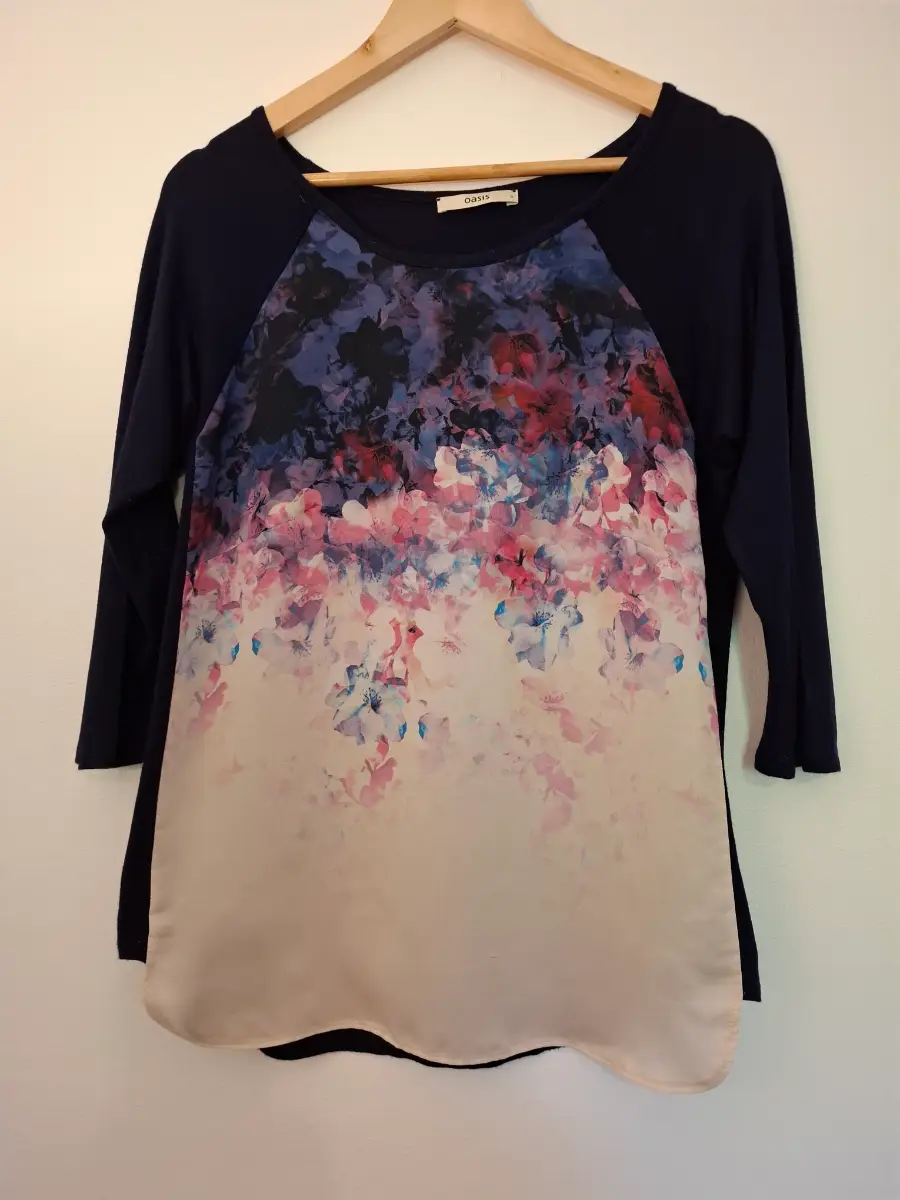 Oasis Watercolour Floral Blouse Top | Size 8 (S) | Elegant Mixed Fabric 🌸**