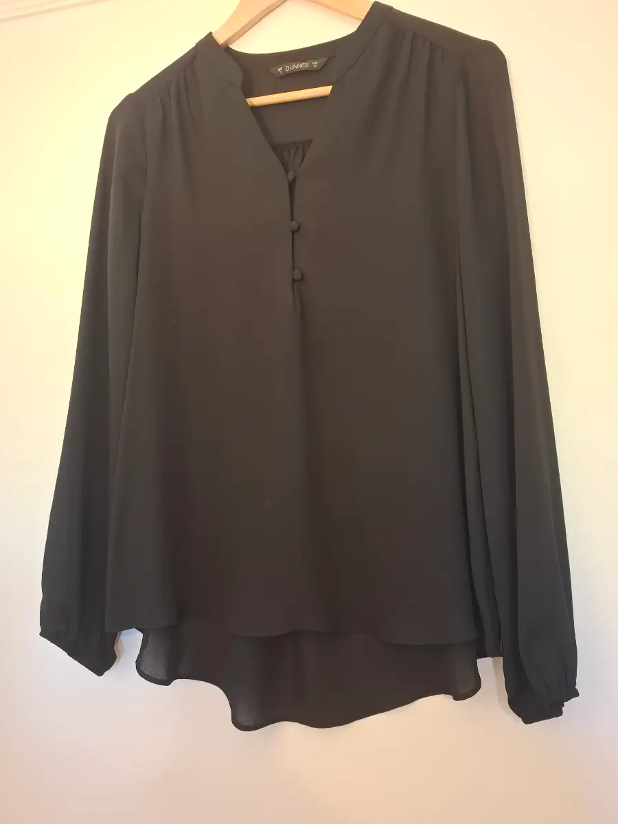 Dunnes Semi-Sheer Long-Sleeved Blouse. Size 12. Smart. Feminine. Autumn Wardribe!