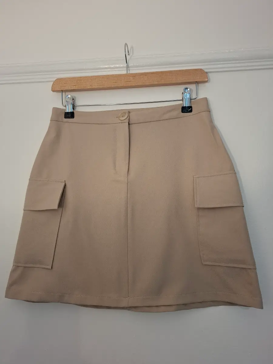 Peacocks Girl's Utility Mini Skirt. Stone. Age 13-14.