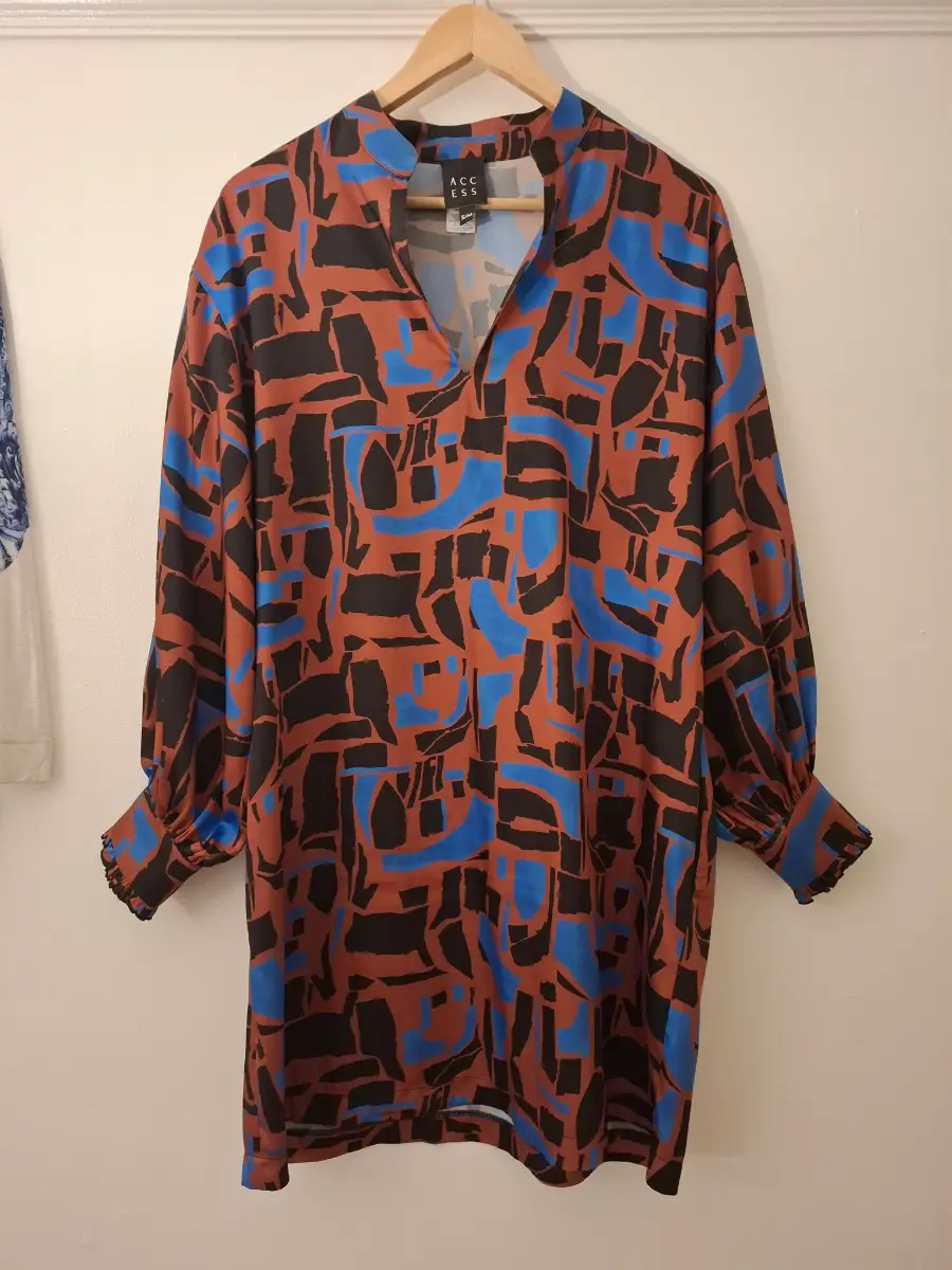 Access Greek Design Statement Tunic Dress. Silky Feel. Size S/M. Lovely Autumnal Colours.